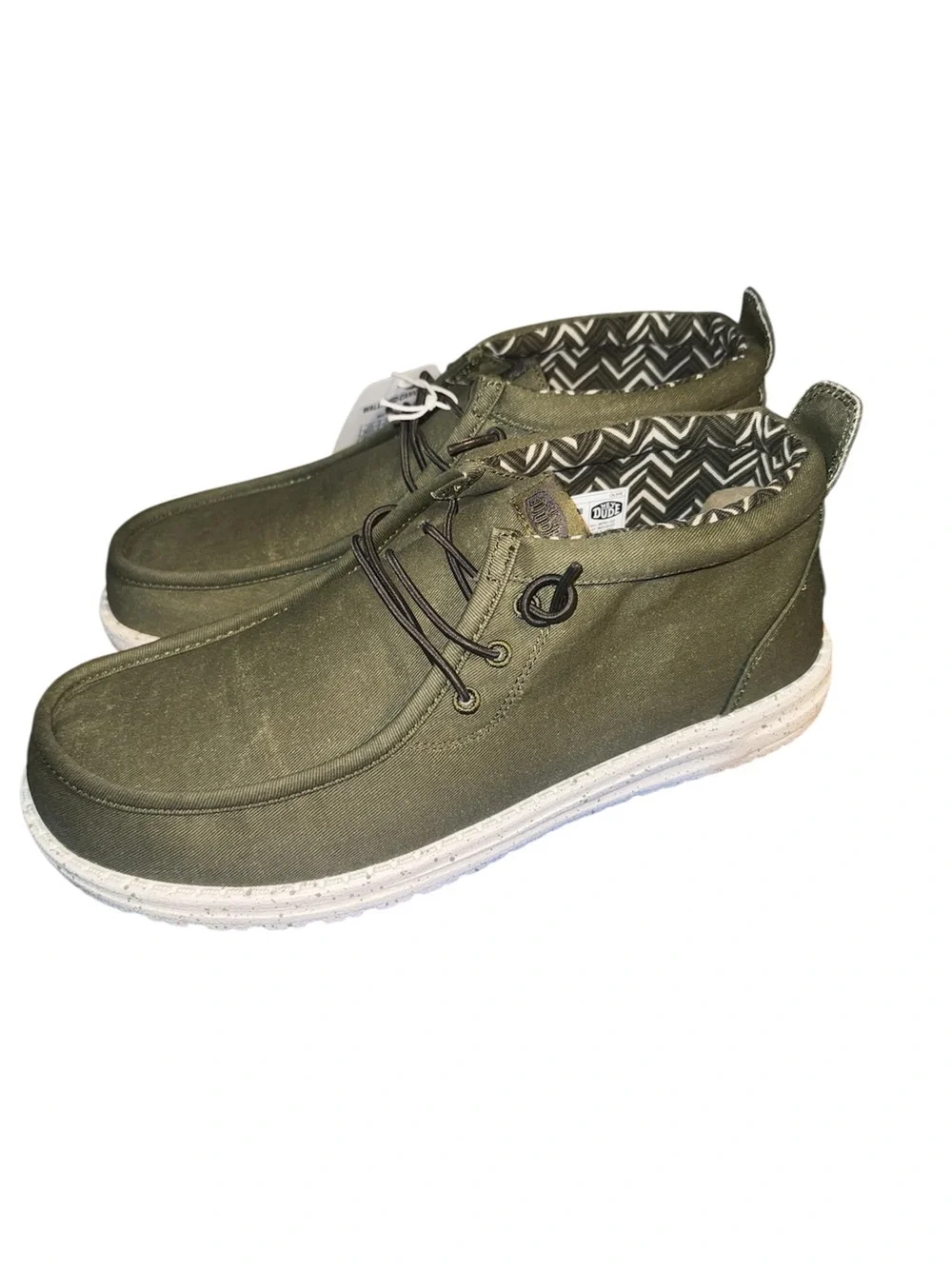 Men's Olive Green Canvas Heydudes- Casual Lace-Up